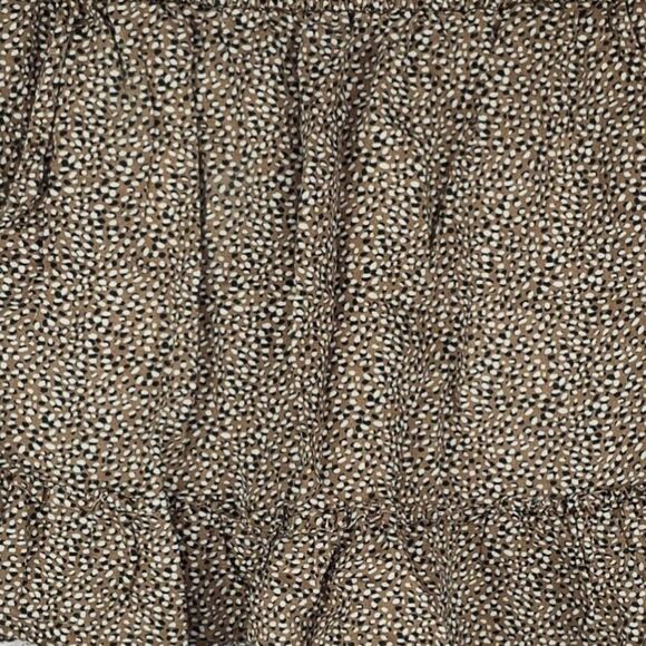 Tahari 100% Linen Brown Polka Dot Ruffle Hem Mini Pull On Skirt Medium - Picture 3 of 6